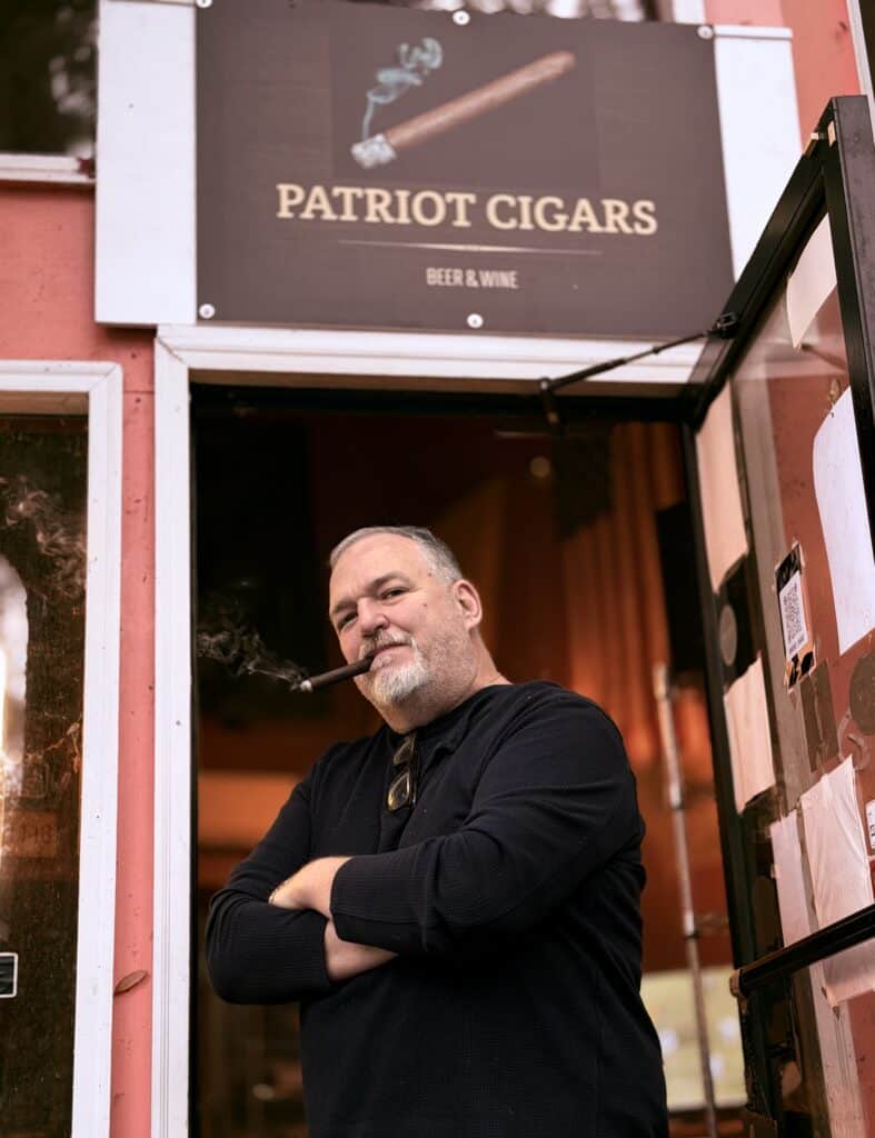 Andy in front of Patriot Cigars